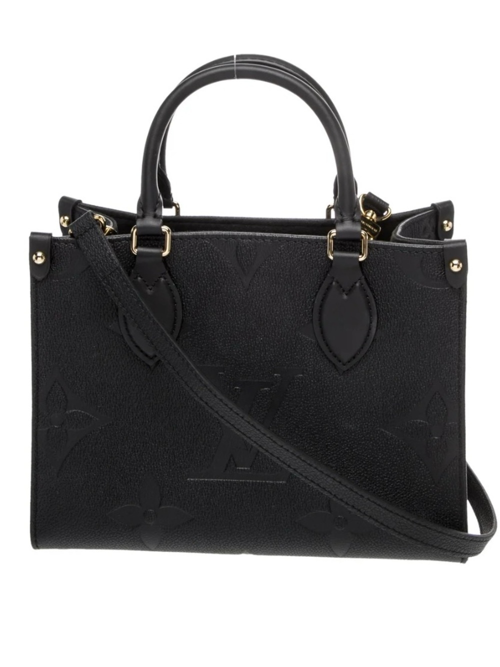 Louis Vuitton Black Embossed Monogram Satchel with Crossbody Strap